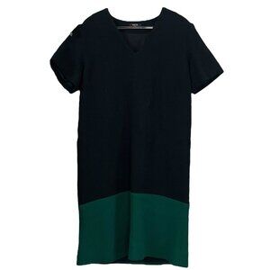 Raoul Wool Colorblock Zip Back Cocktail Dress Black Green Gold Size UK 10 US 6